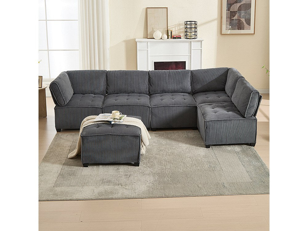 Canapé modulable 6 places gris velours