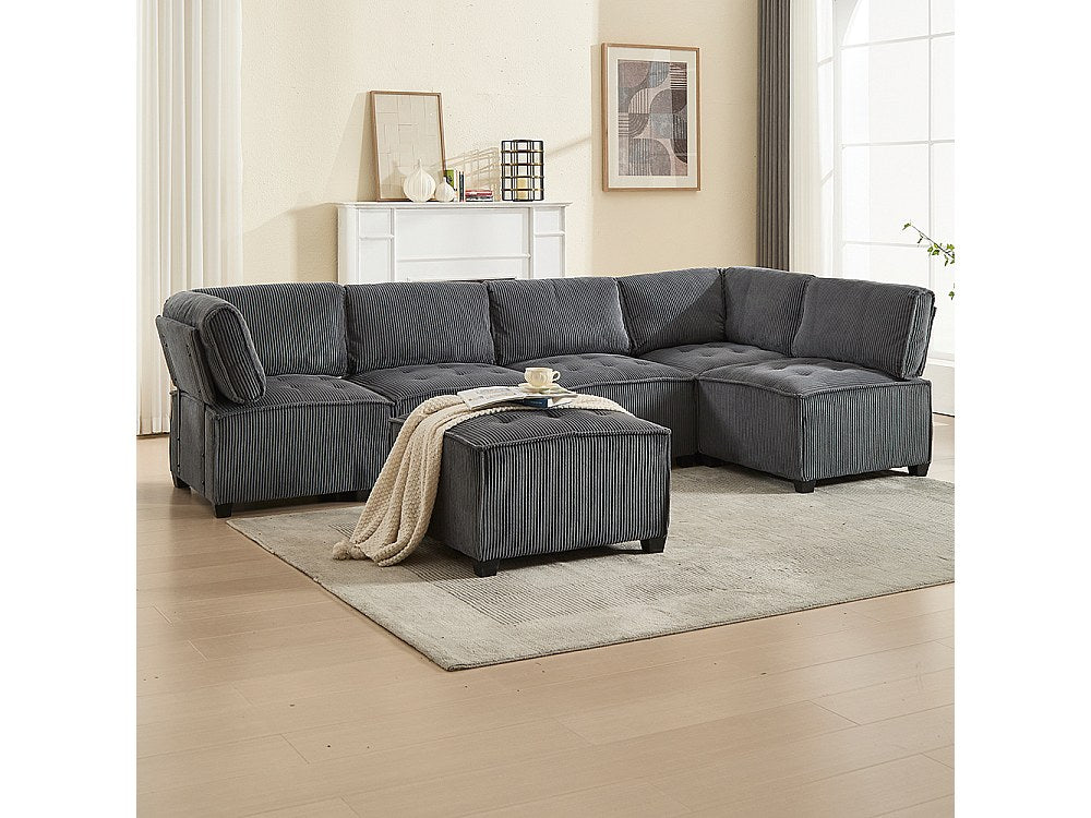 Canapé modulable 6 places gris velours