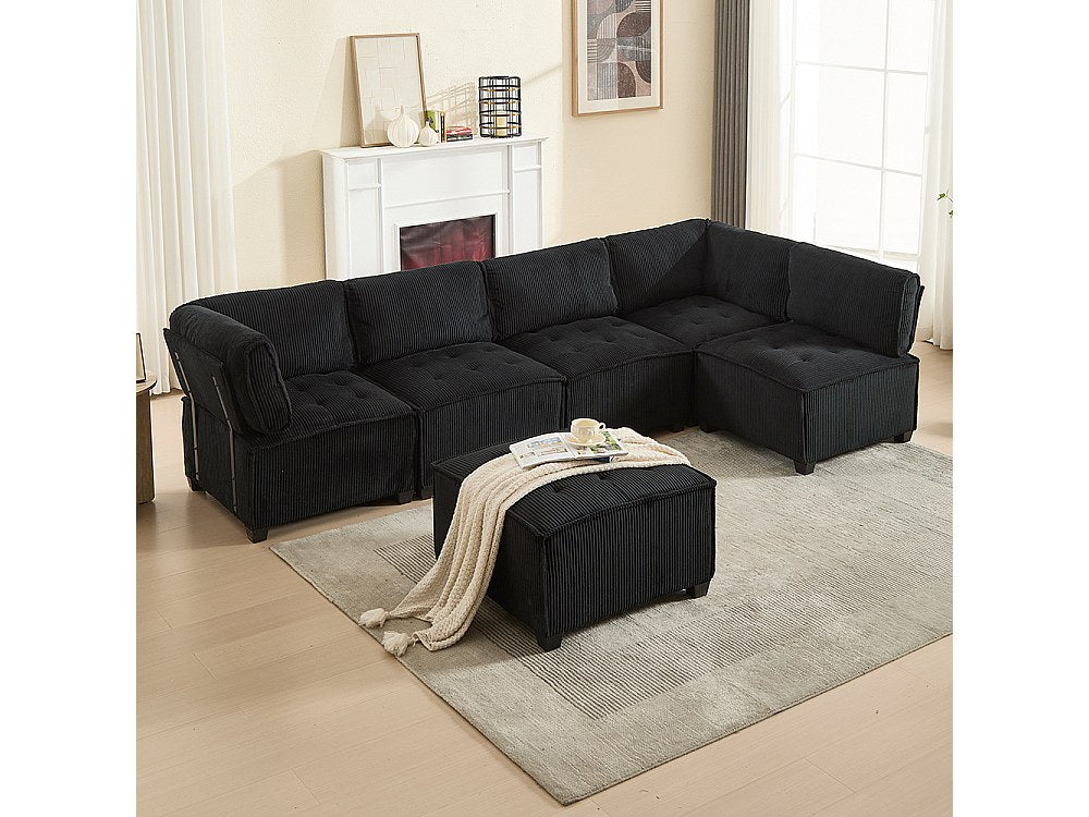 Canapé modulable 6 places noir velours