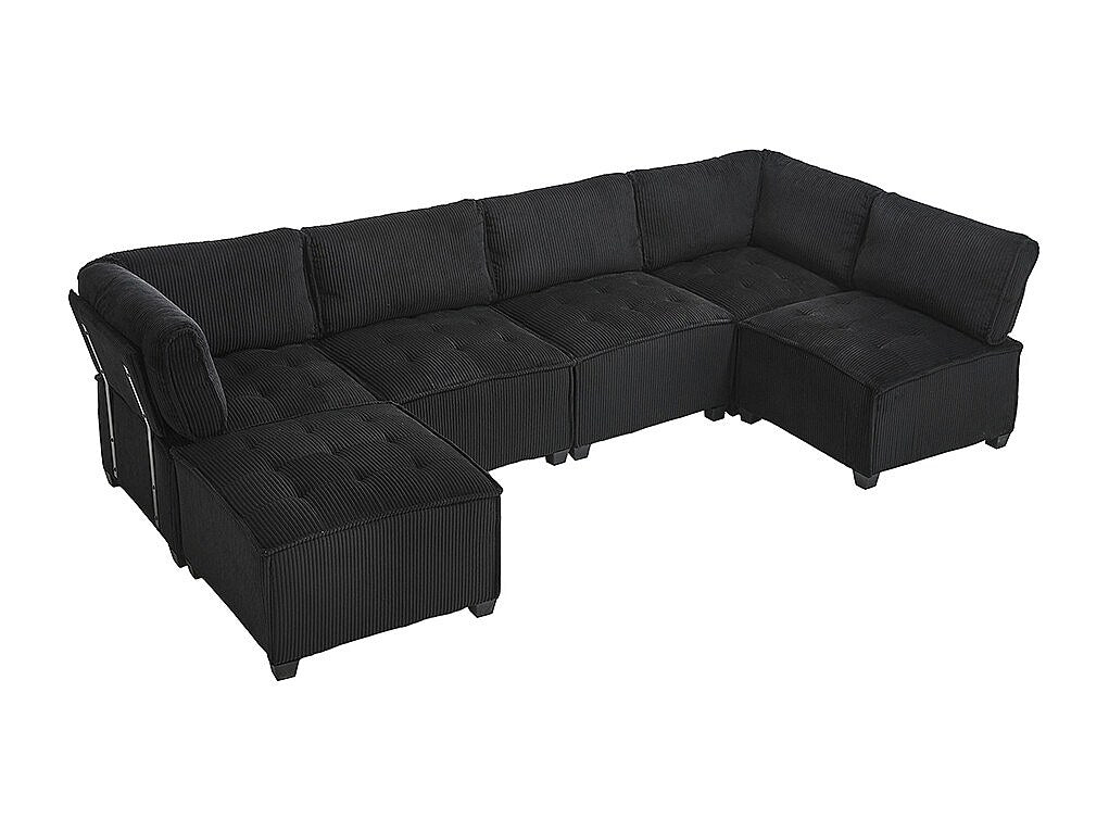 Canapé modulable 6 places noir velours