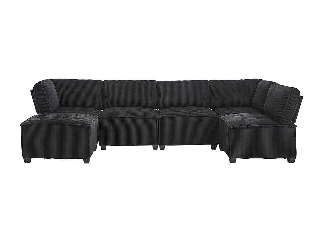 Canapé modulable 6 places noir velours