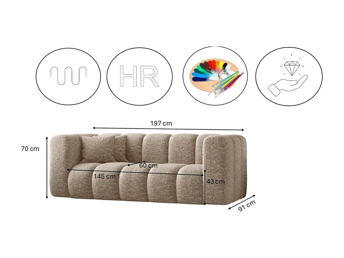 Canapé modulable beige tissu