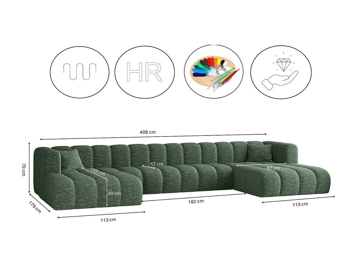Canapé modulable vert tissu