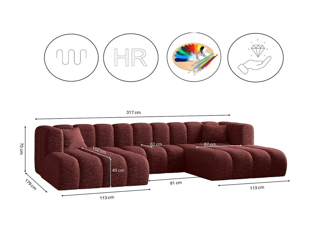 Canapé modulable rouge tissu