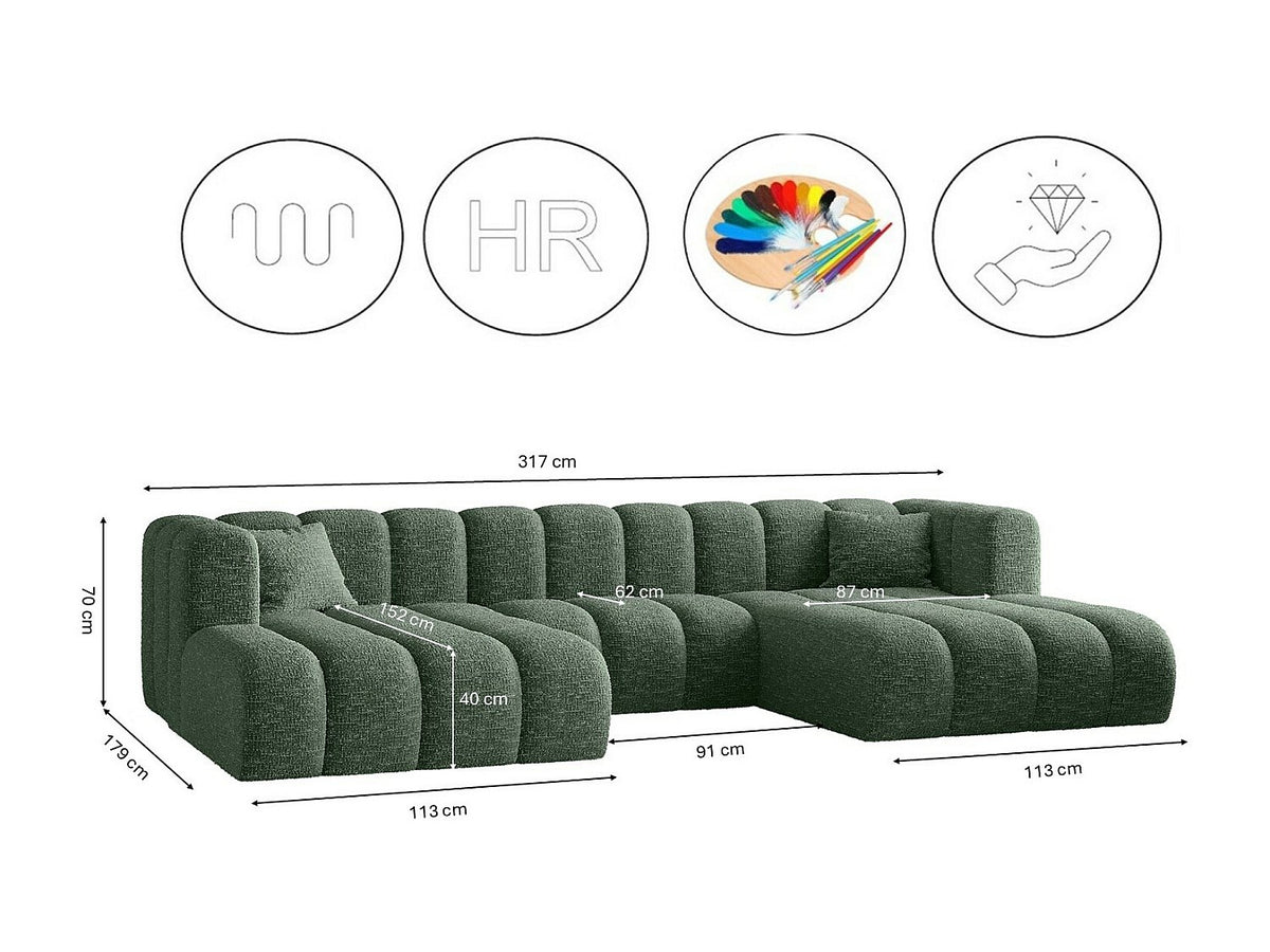 Canapé modulable vert tissu