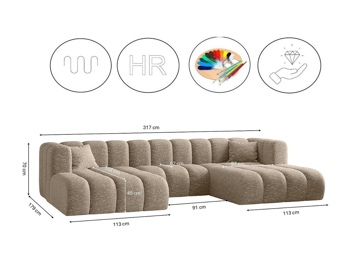 Canapé modulable beige tissu