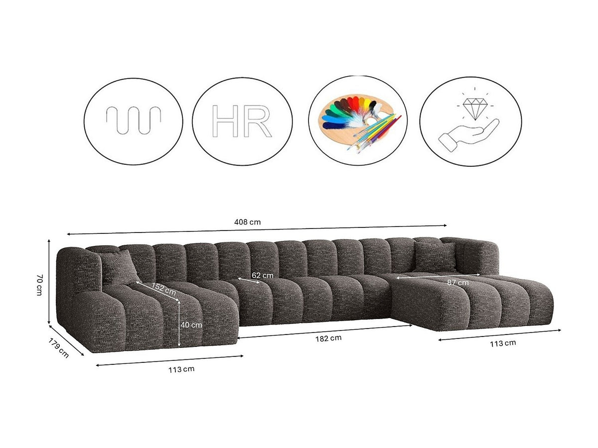 Canapé modulable gris tissu