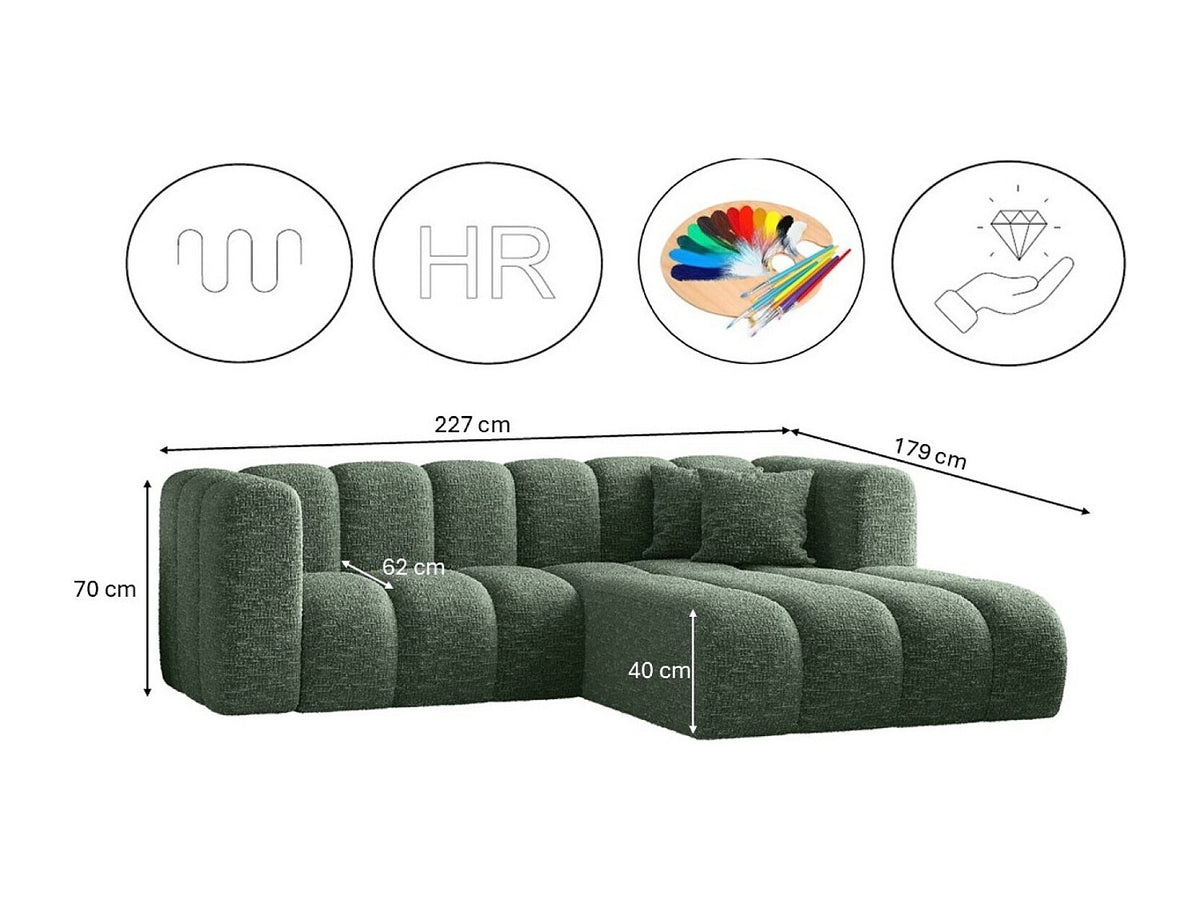 Canapé modulable vert tissu