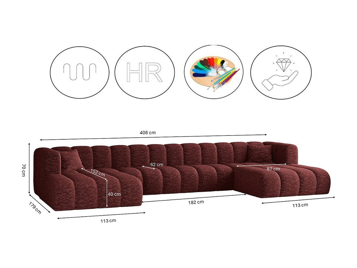 Canapé modulable rouge tissu