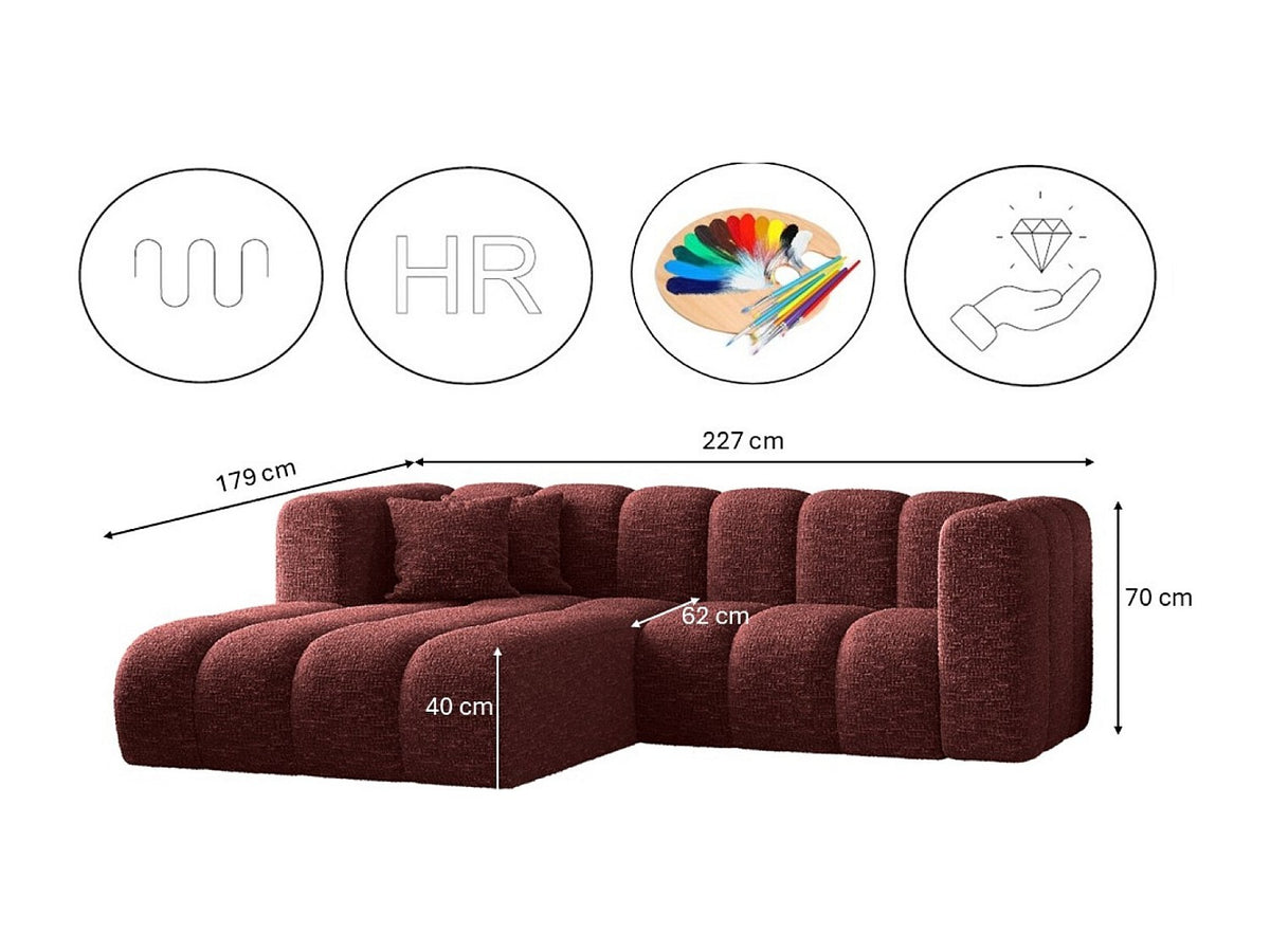 Canapé modulable rouge tissu