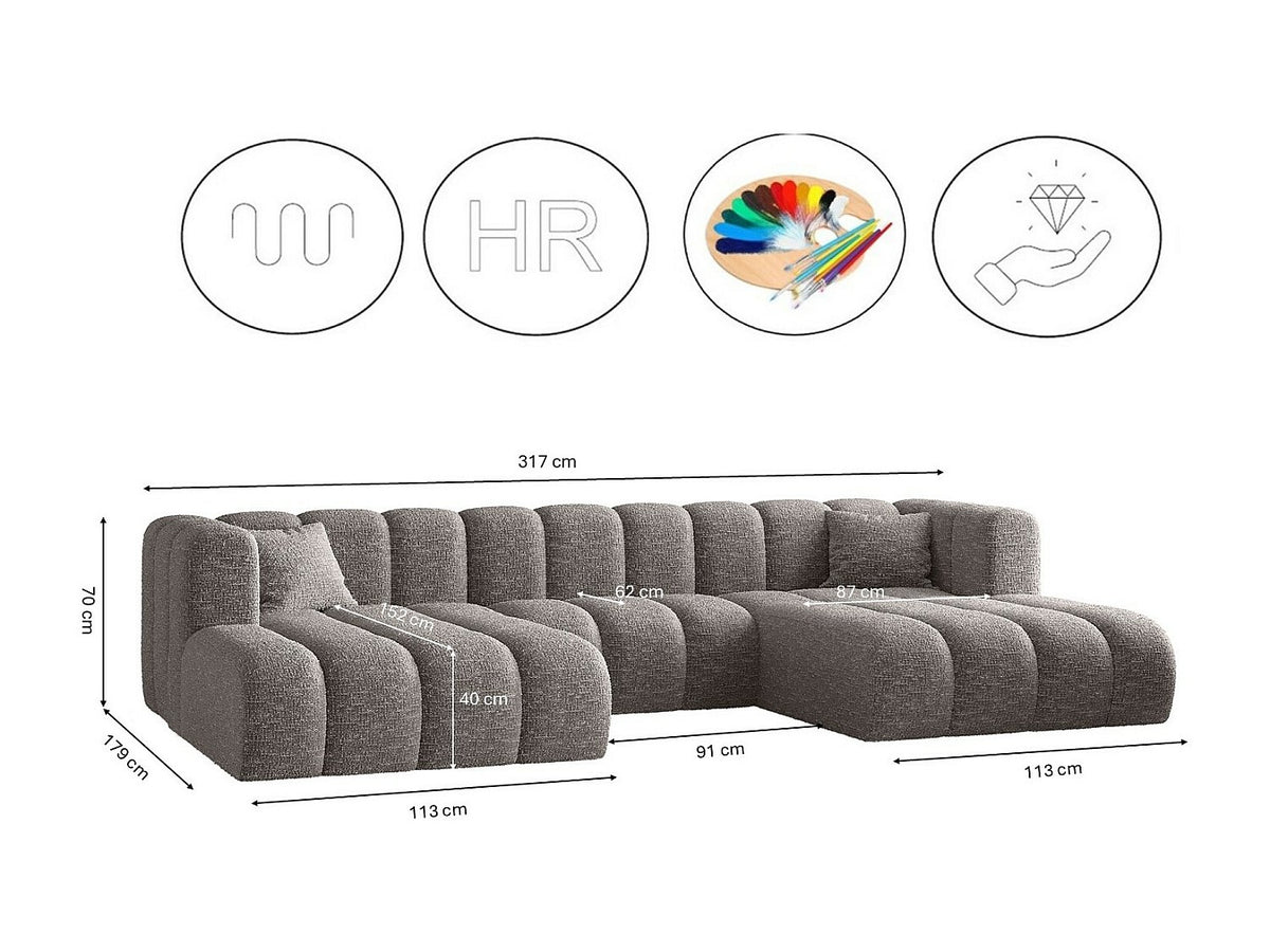 Canapé modulable gris tissu