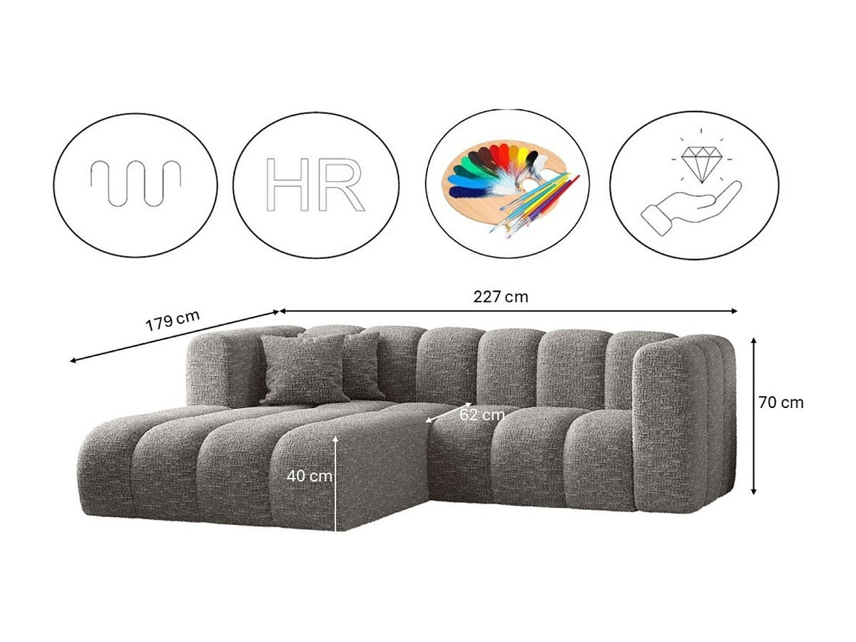 Canapé modulable gris tissu