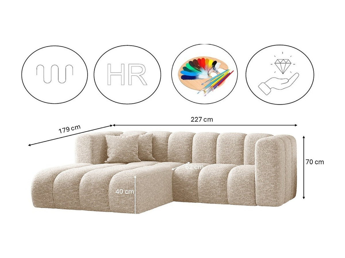 Canapé modulable beige tissu