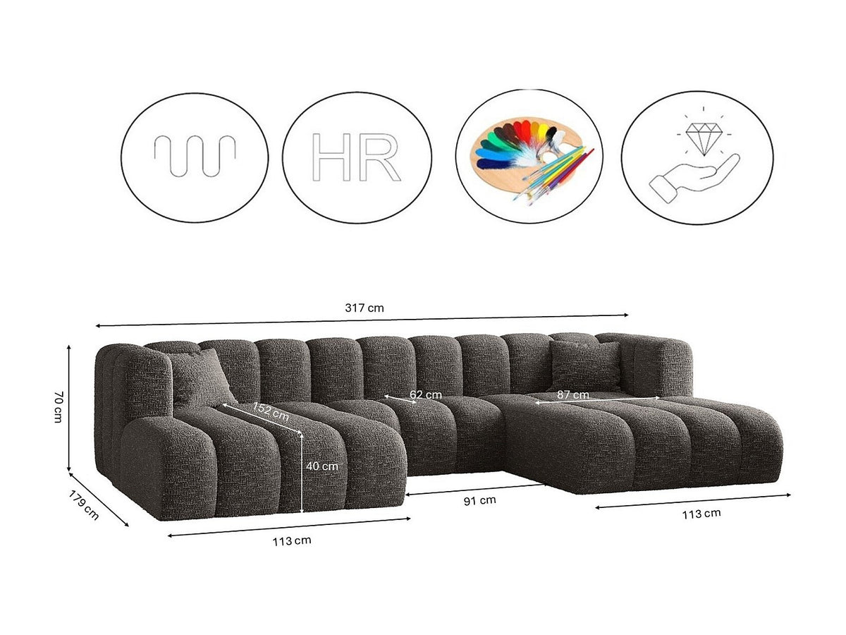Canapé modulable gris tissu