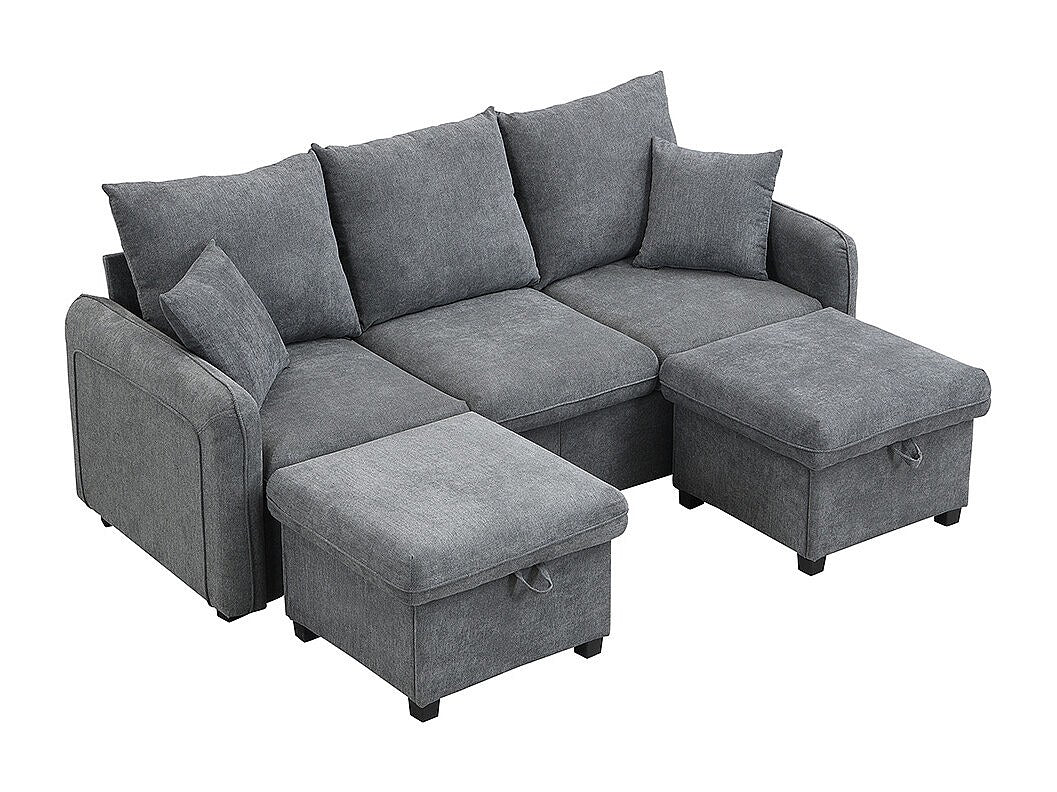 Canapé modulable 3 places gris tissu