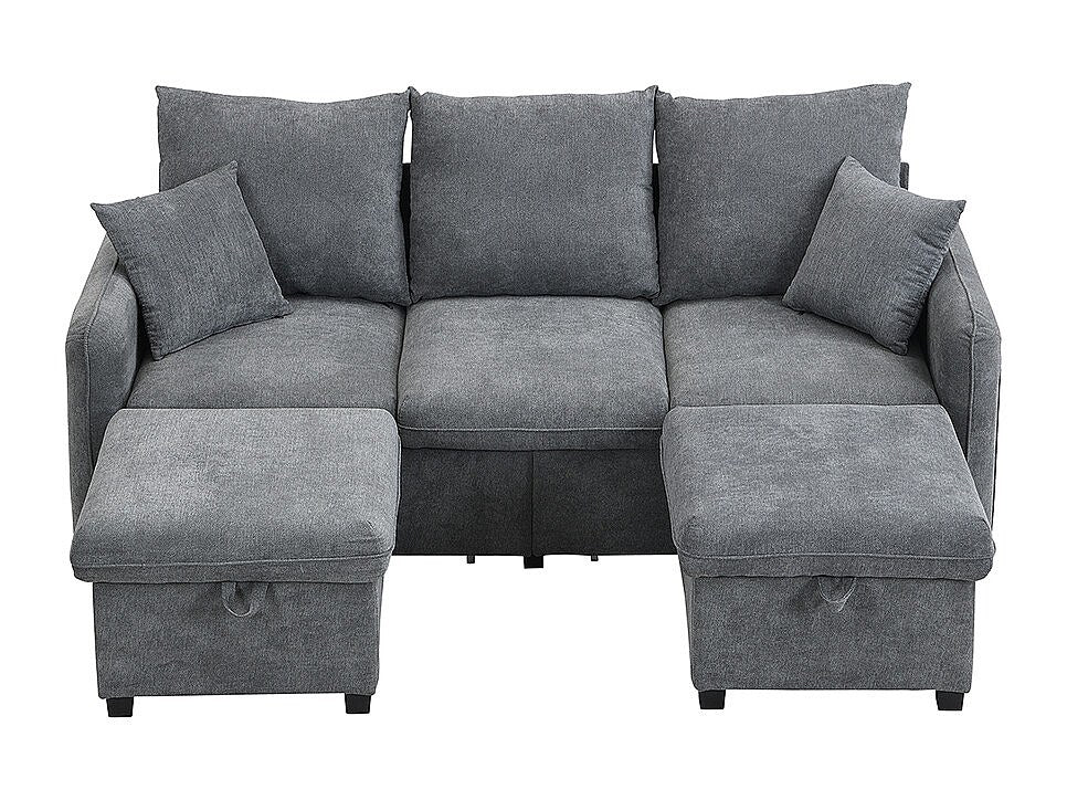 Canapé modulable 3 places gris tissu