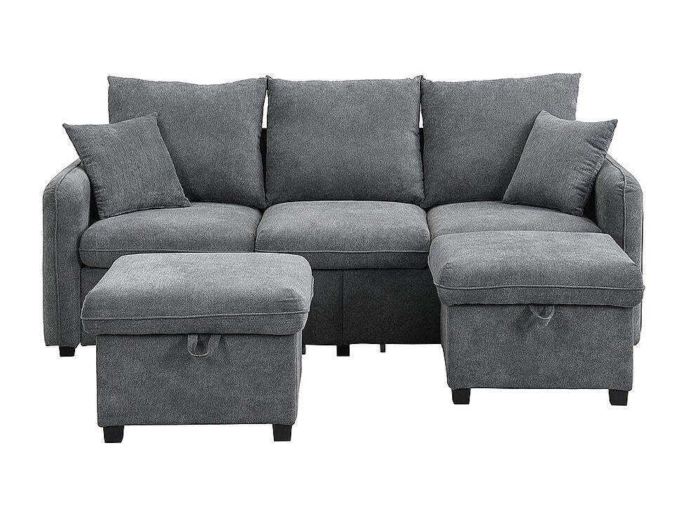 Canapé modulable 3 places gris tissu