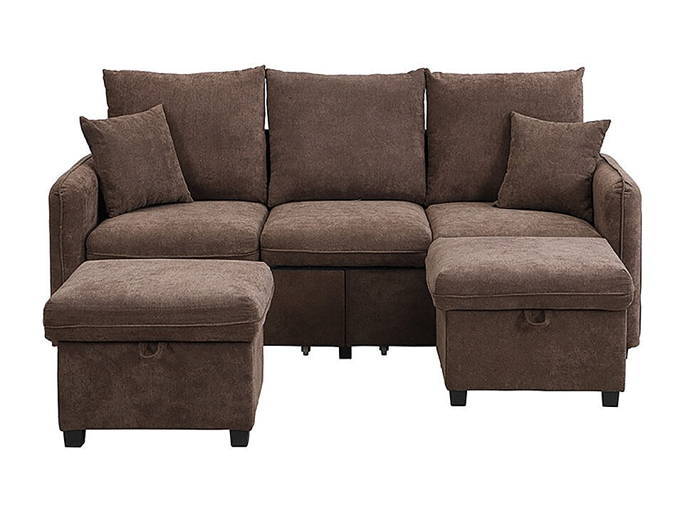 Canapé modulable 3 places marron tissu