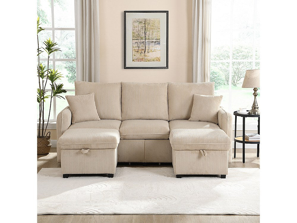 Canapé modulable 3 places beige tissu