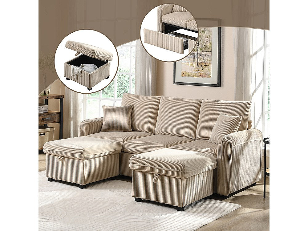 Canapé modulable 3 places beige tissu