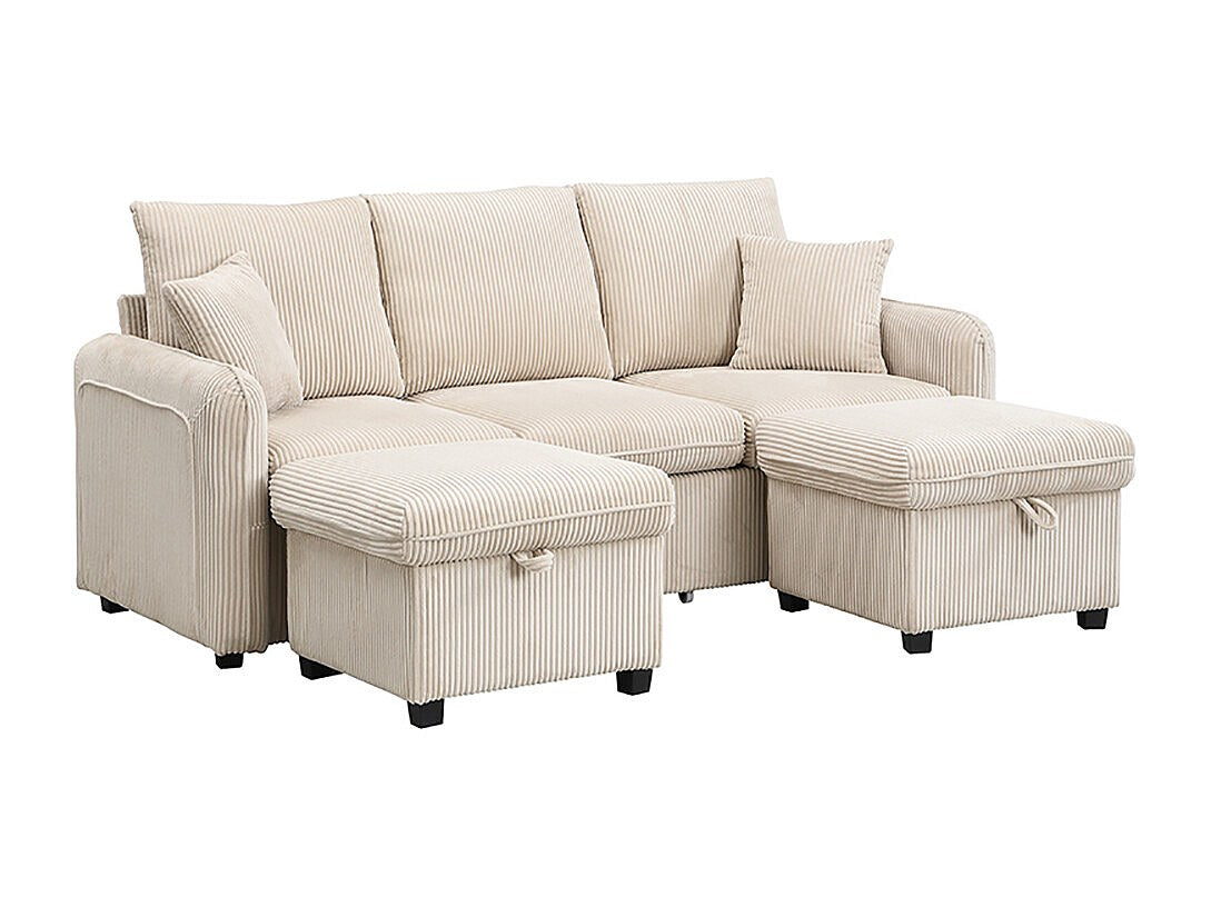 Canapé modulable 3 places beige tissu