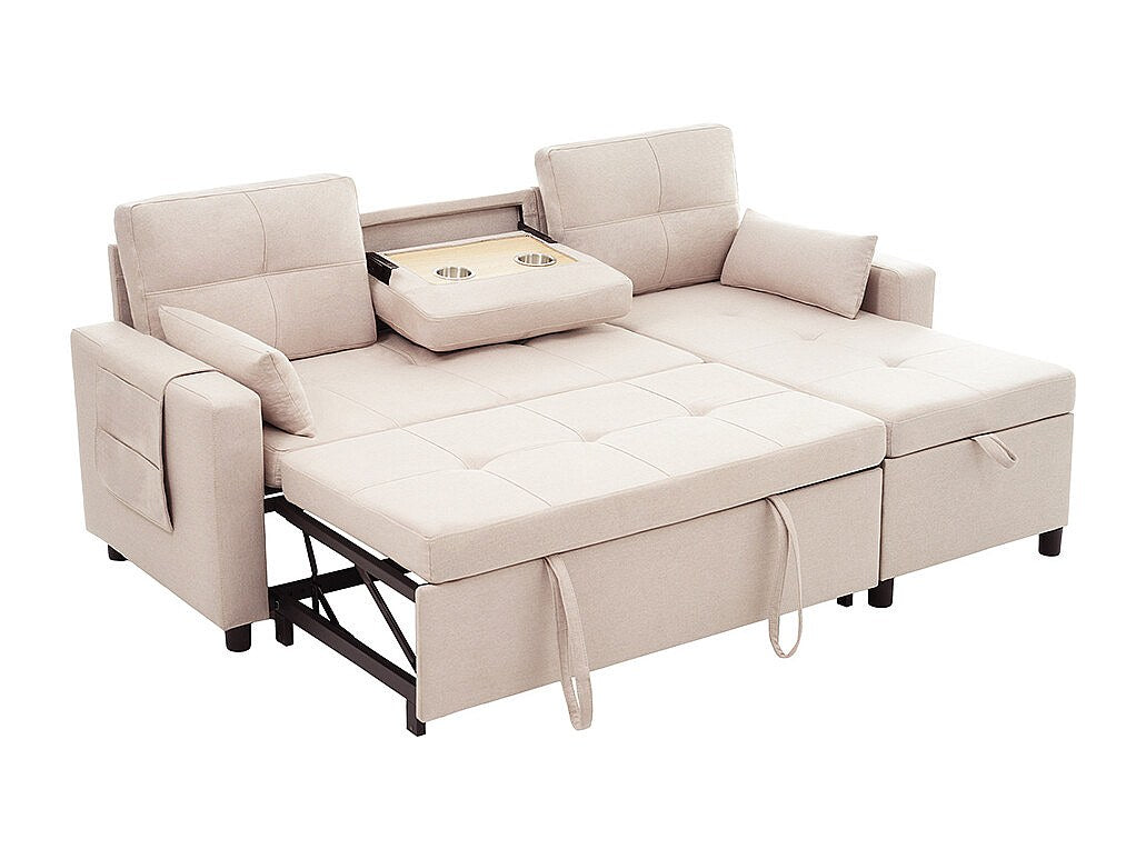Canapé modulable convertible beige tissu