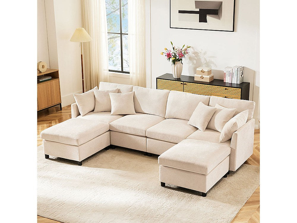 Canapé modulable beige tissu