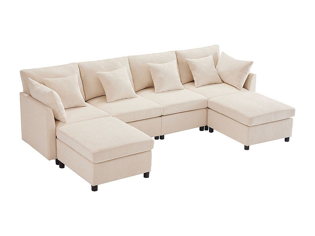 Canapé modulable beige tissu