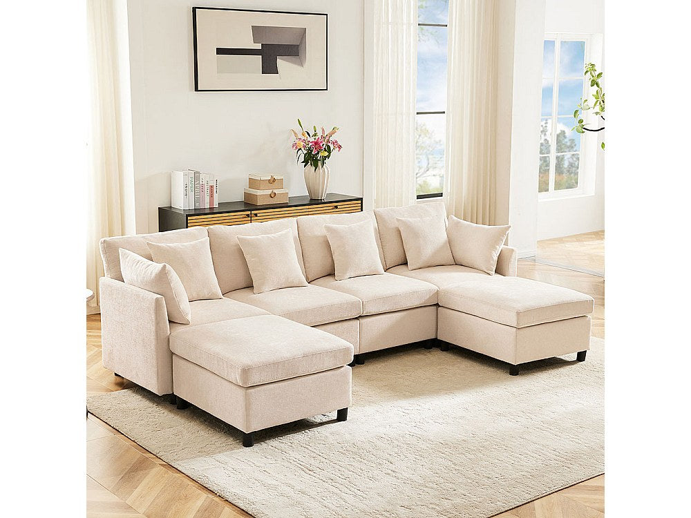 Canapé modulable beige tissu