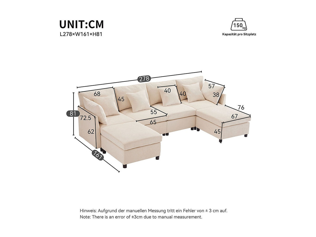 Canapé modulable beige tissu