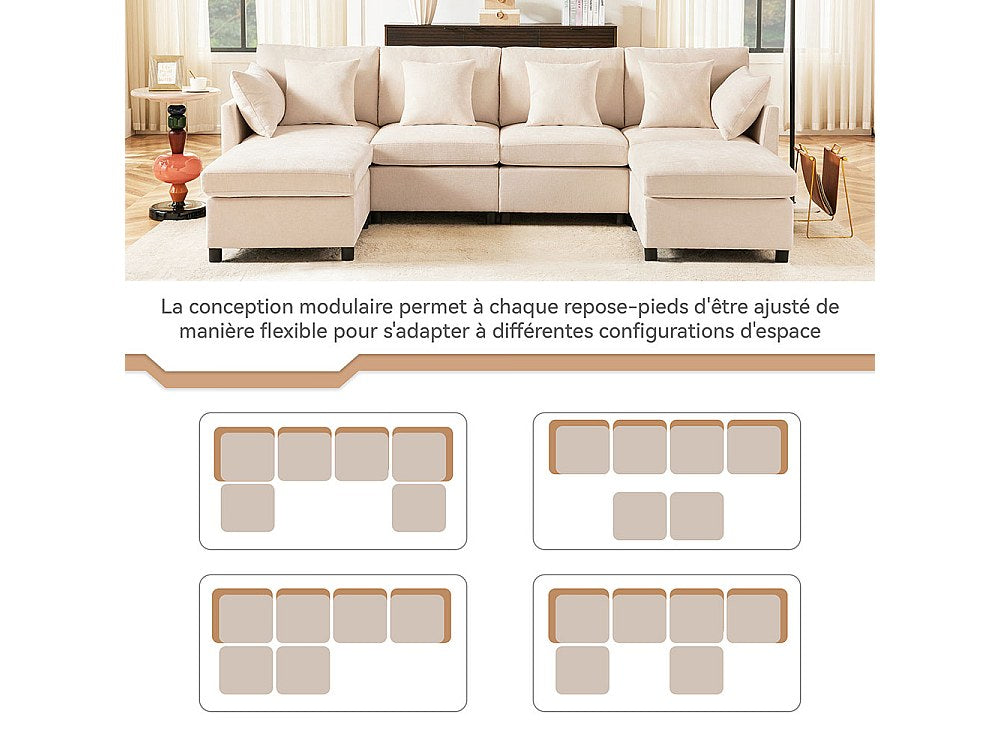 Canapé modulable beige tissu