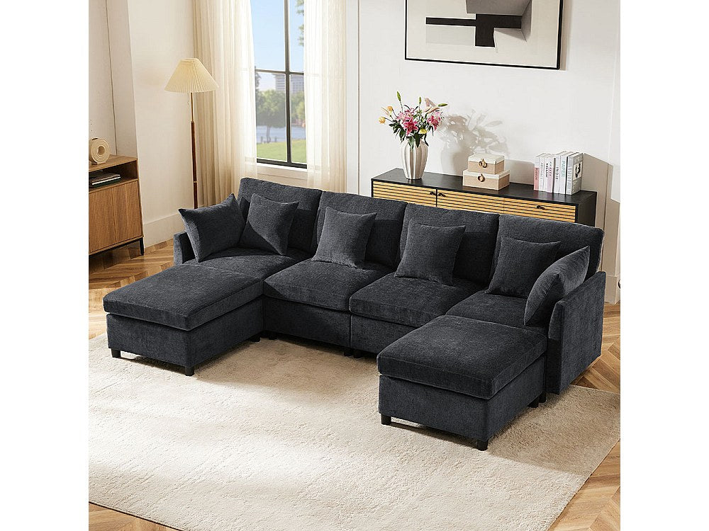 Canapé modulable gris tissu