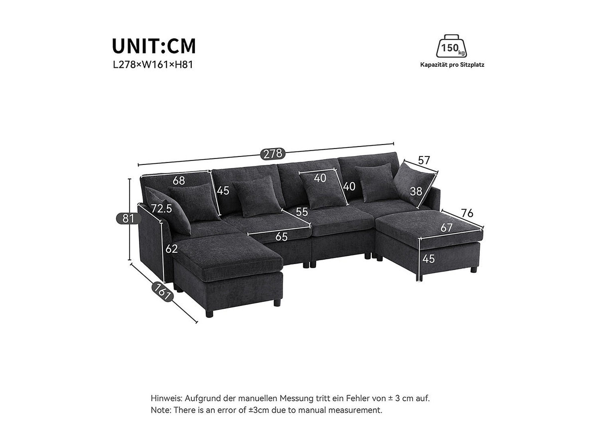 Canapé modulable gris tissu