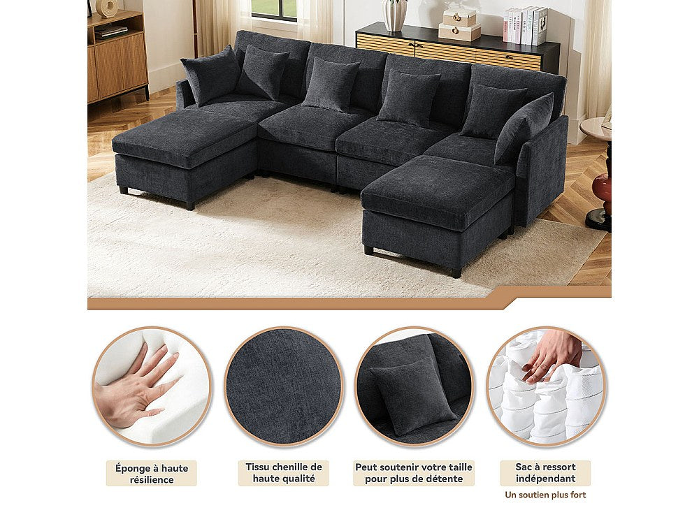 Canapé modulable gris tissu