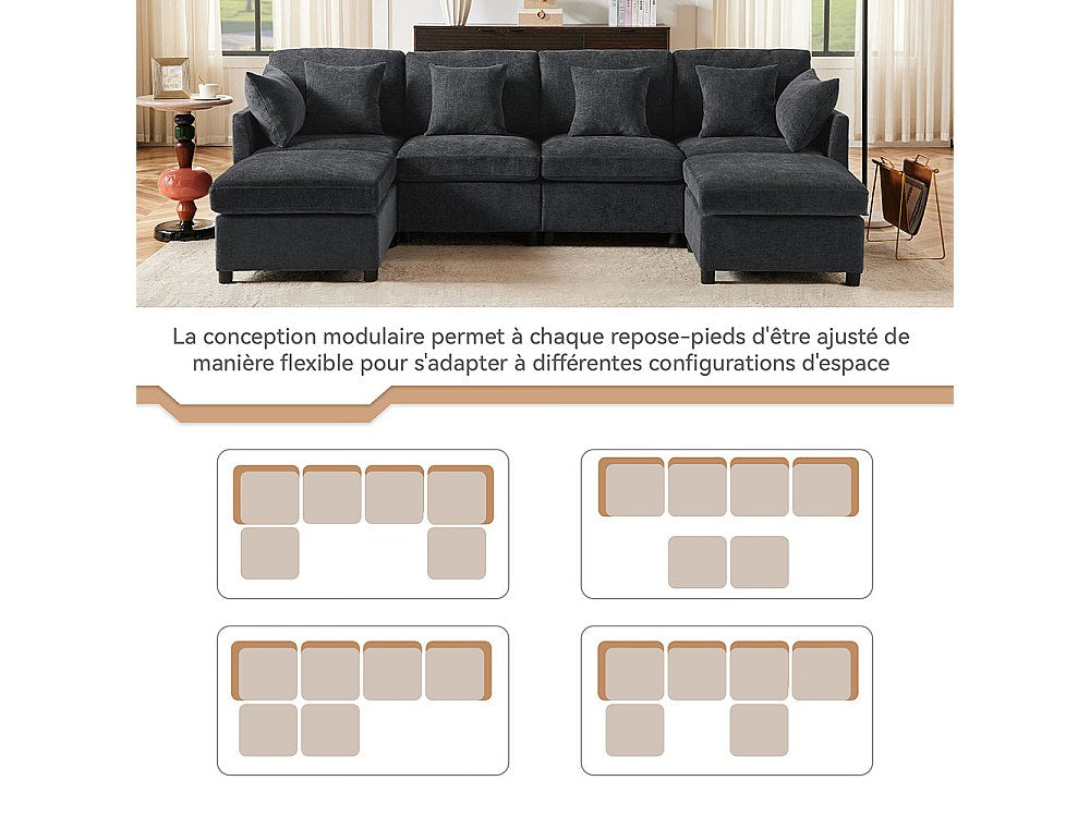 Canapé modulable gris tissu