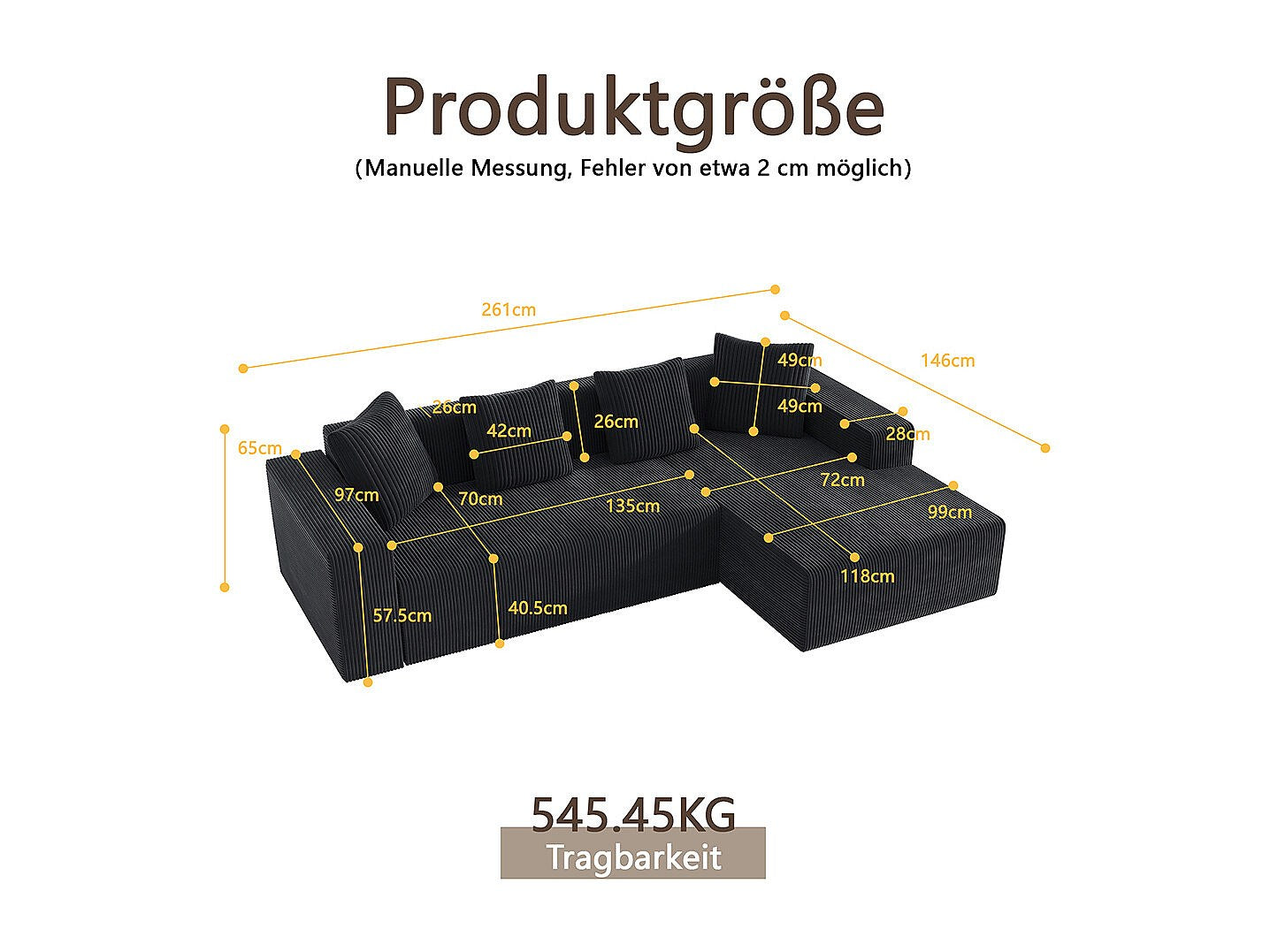 Canapé modulable noir tissu
