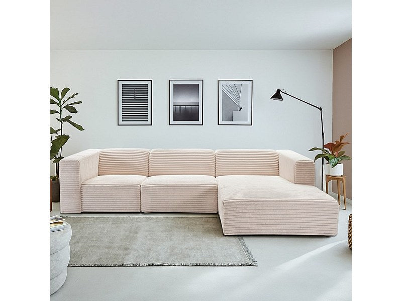 Angle pour canapé modulable 5 places beige tissu