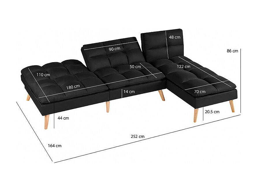 Canapé modulable convertible noir tissu