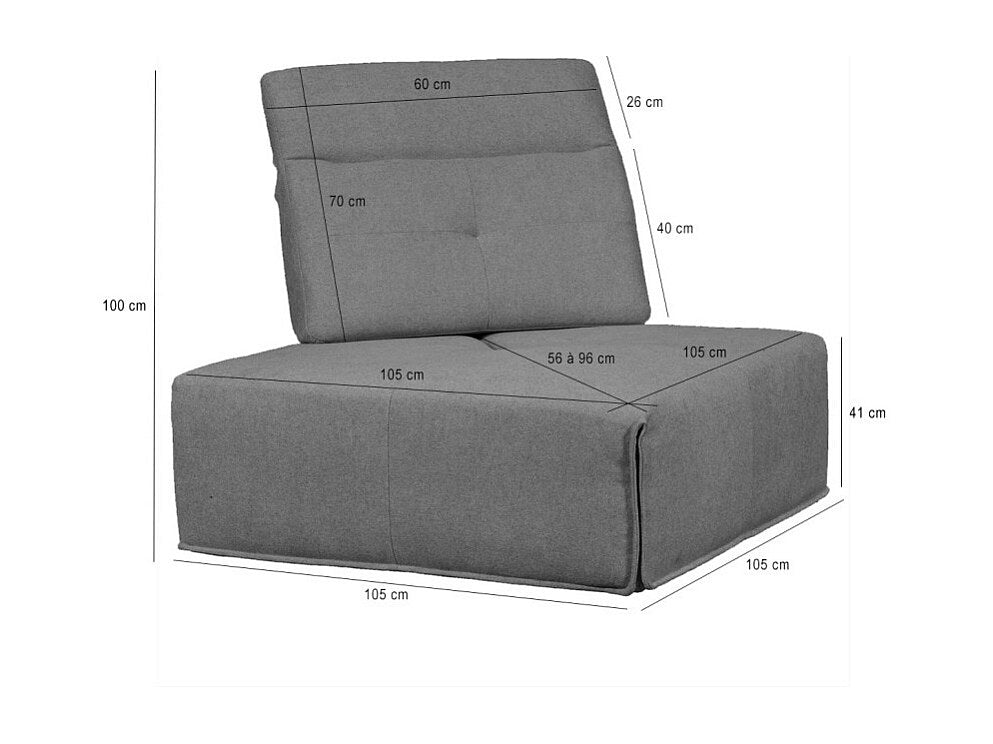 Angle pour canapé modulable gris tissu - Living