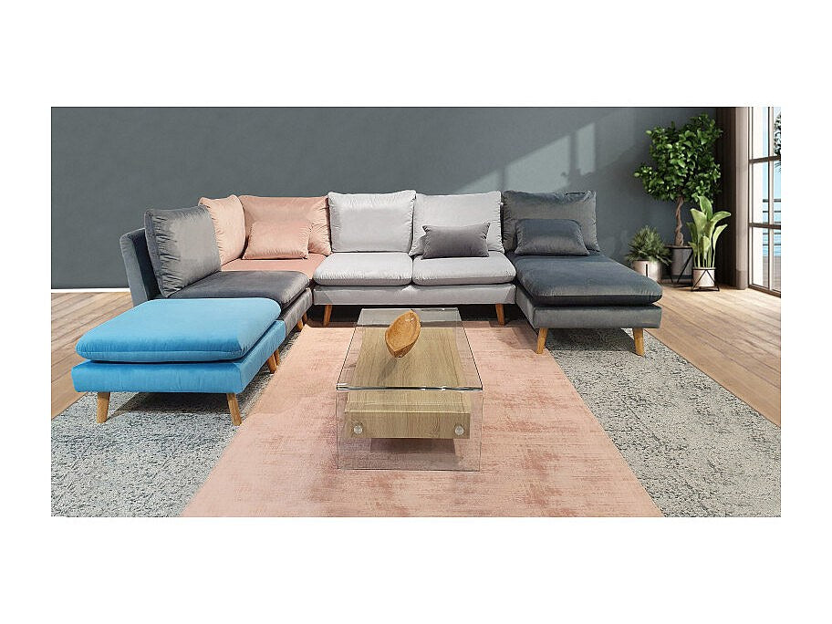 Angle pour canapé modulable gris tissu