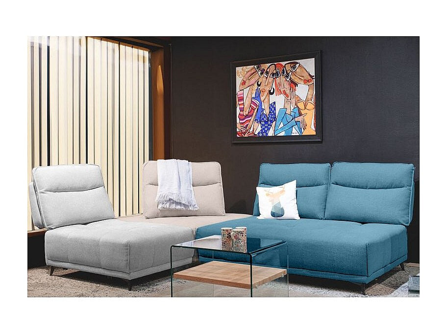 Angle pour canapé modulable bleu tissu - Gina