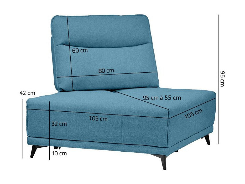 Angle pour canapé modulable bleu tissu - Gina