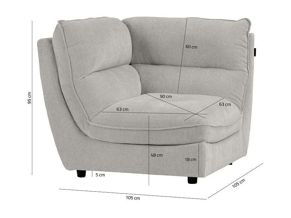 Angle pour canapé modulable gris tissu - Charles