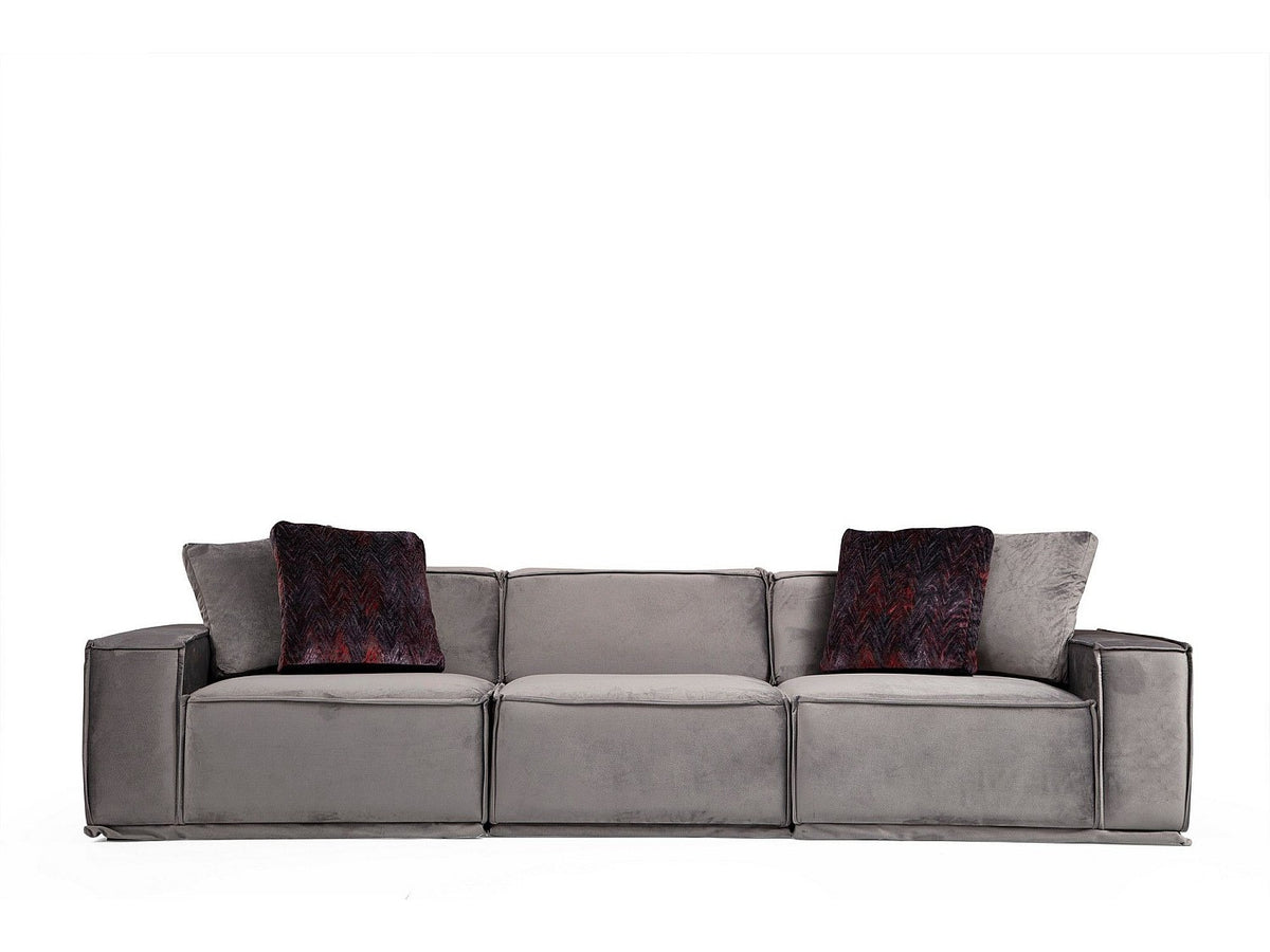 Canapé modulable 3 places gris tissu