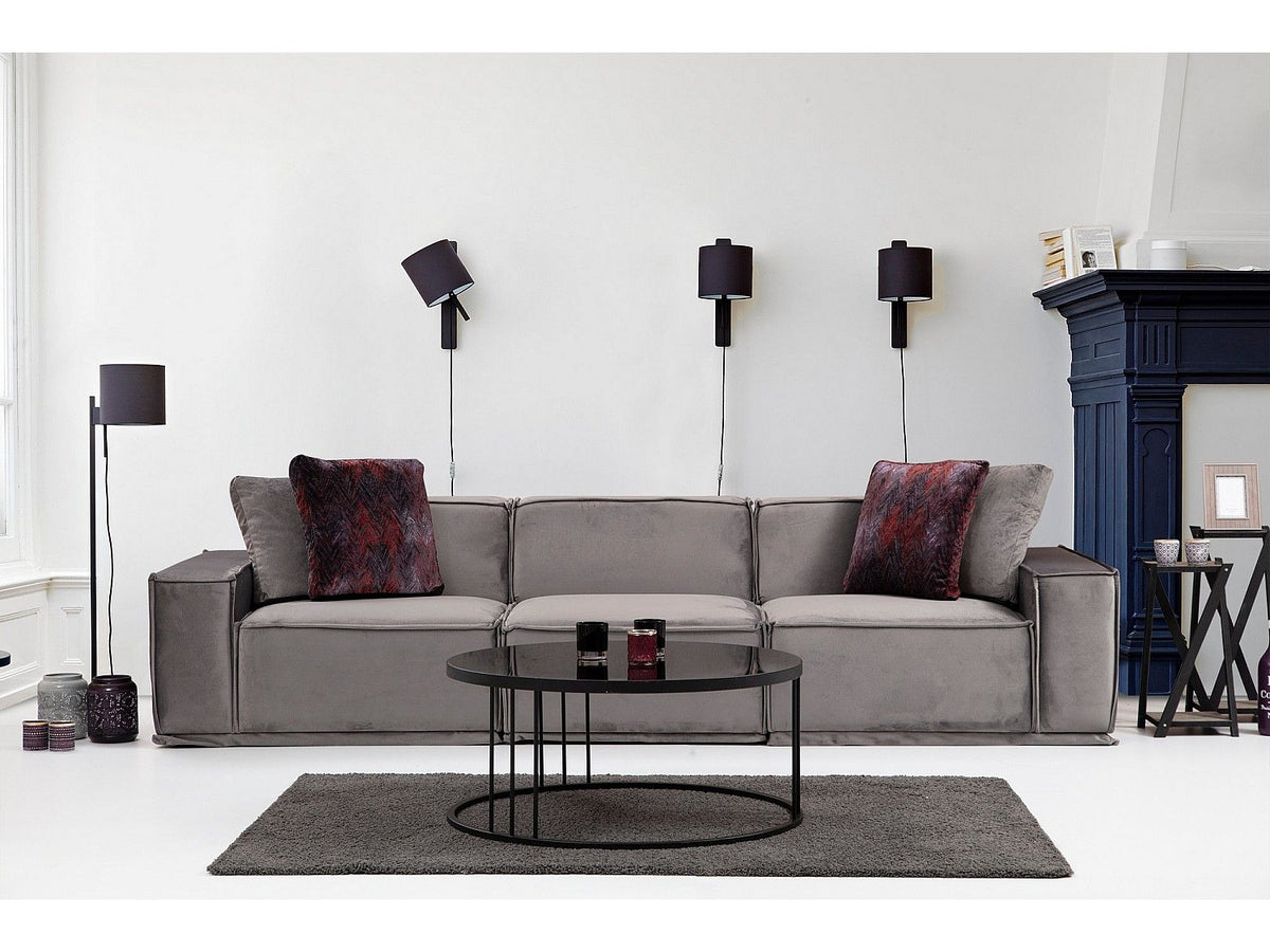 Canapé modulable 3 places gris tissu