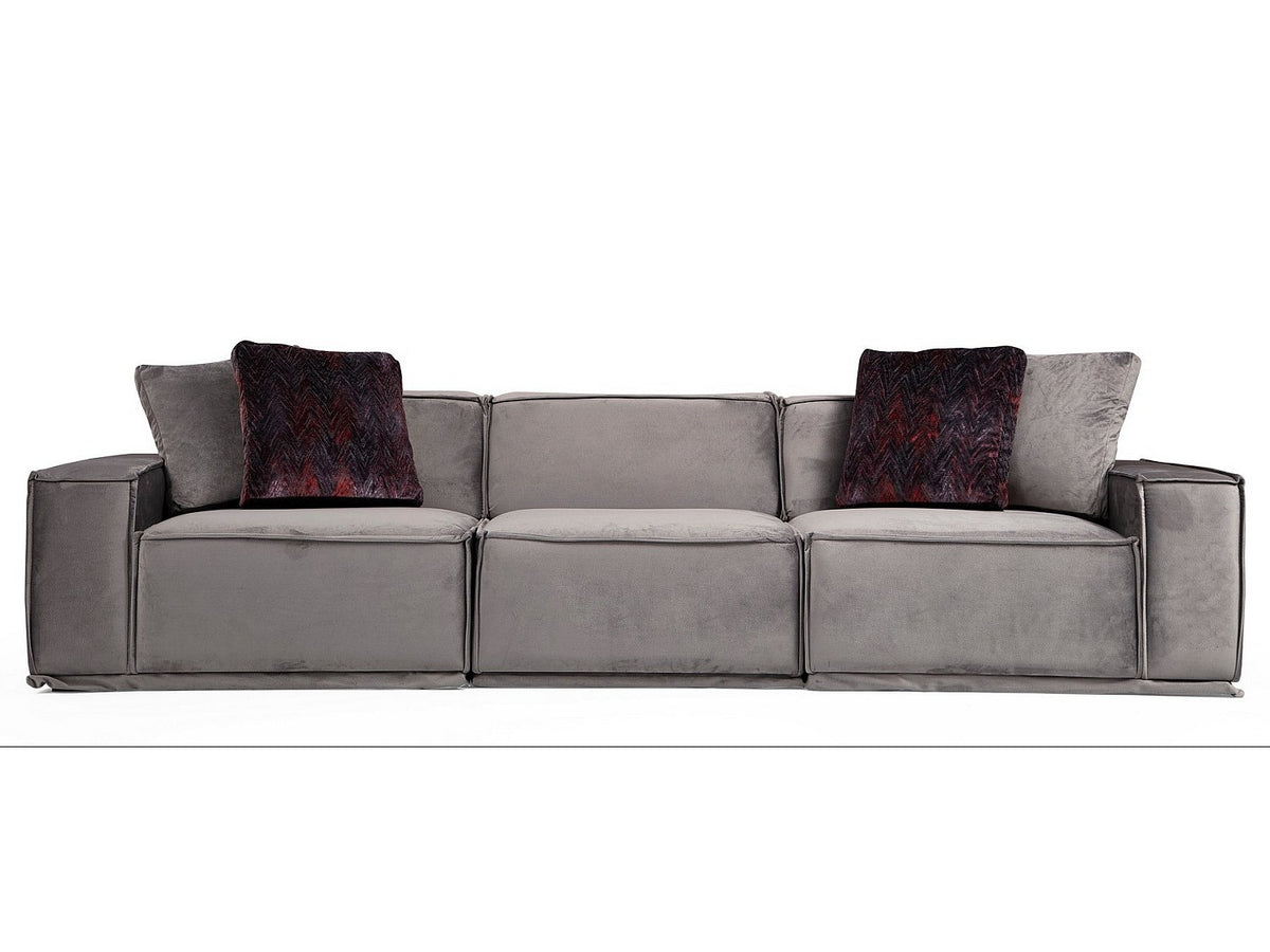 Canapé modulable 3 places gris tissu