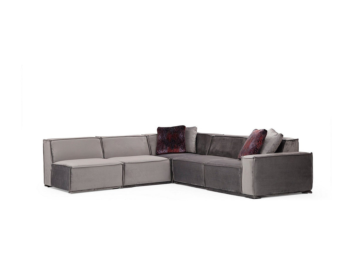 Canapé modulable 4 places gris velours
