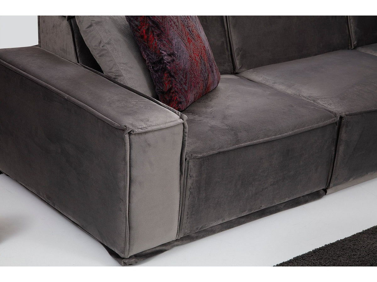 Canapé modulable 4 places gris velours