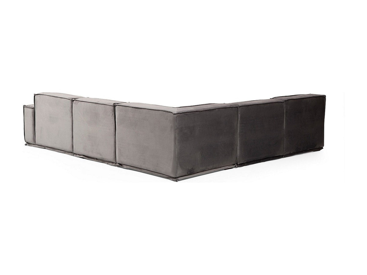 Canapé modulable 4 places gris velours