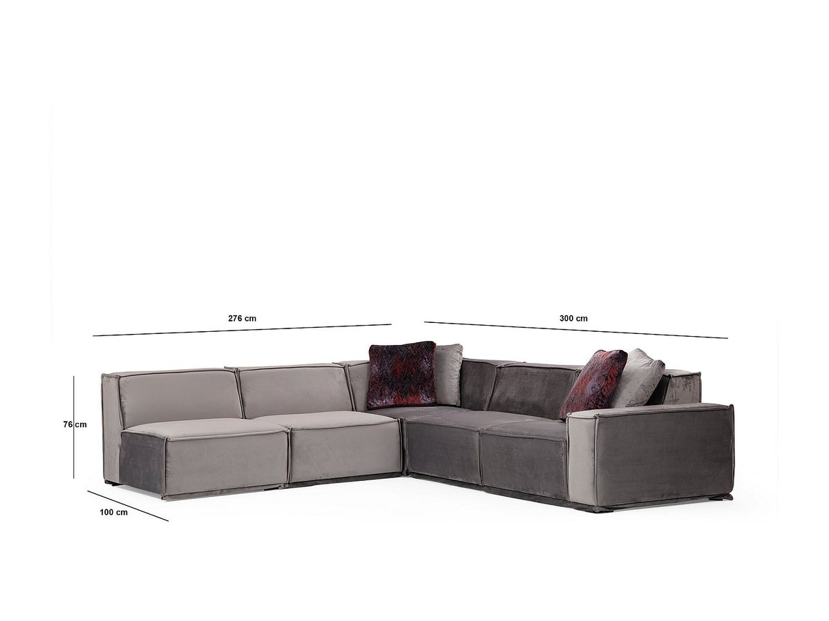 Canapé modulable 4 places gris velours